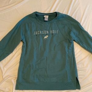 Jackson Hole Wyoming Embroidered teal sweatshirt size small